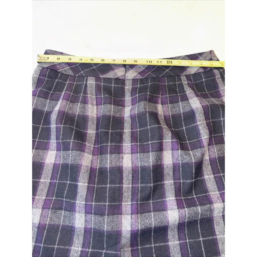 Chadwicks of Boston Women Skirt 12P Purple Plaid Wool Blend Straight Pencil Mini